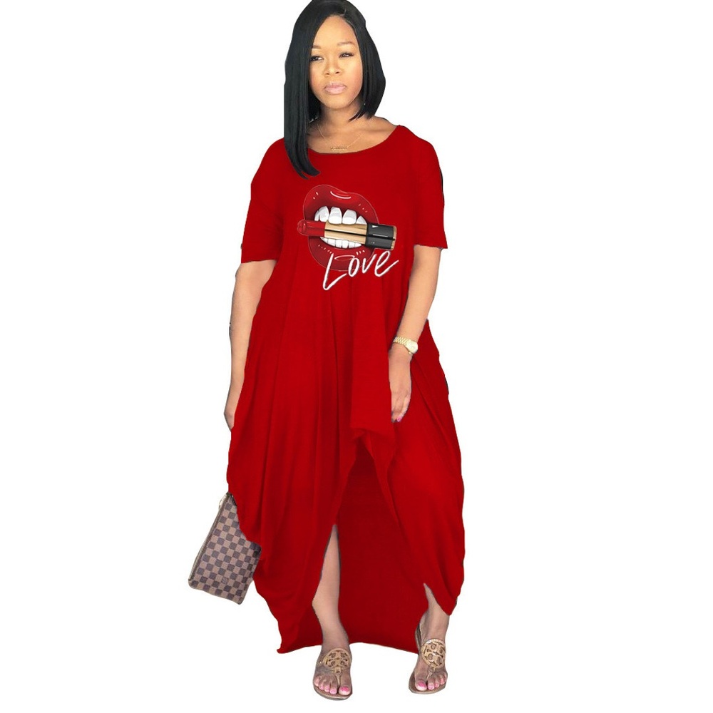 Red Graphic Maxi Dress